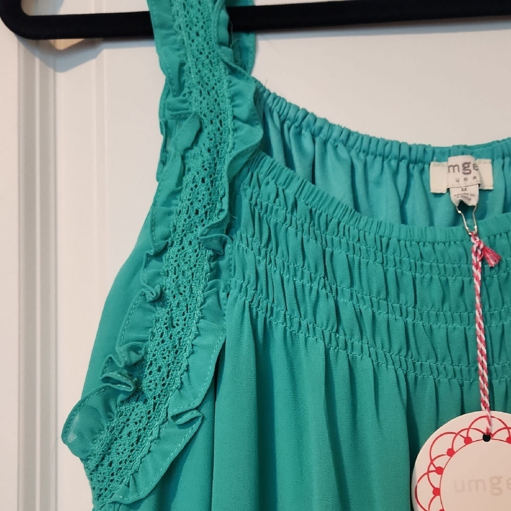 New- Umgee Turquoise Sleeveless Midi Dress Size Medium - Picture 4 of 7